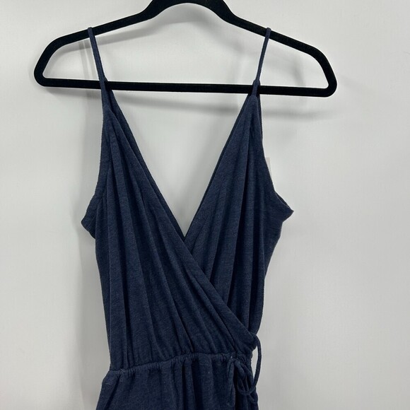 NWT CHASER Heather Blue Faux Wrap Spaghetti Strap Jersey Maxi Dress Size Medium - Picture 3 of 5